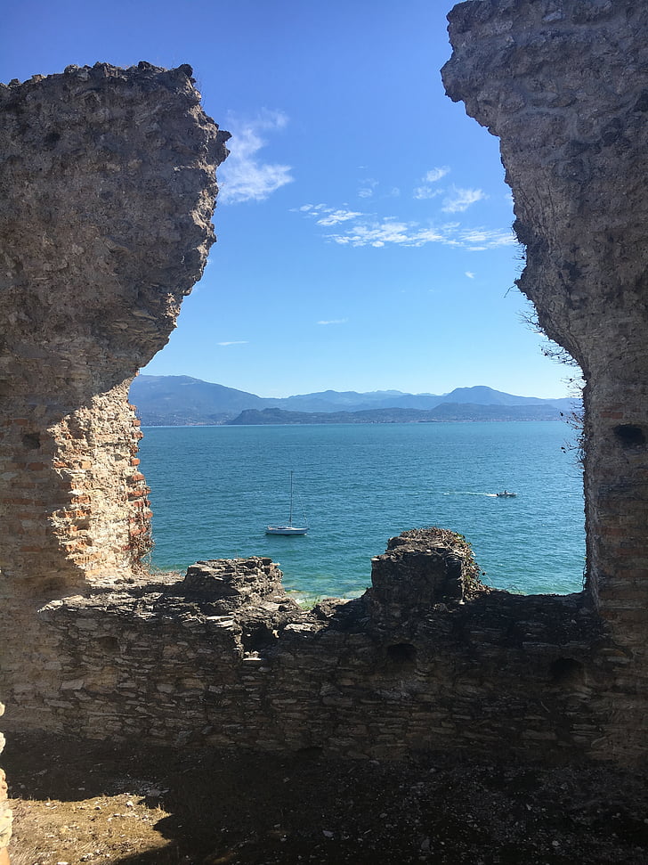 Италия, Крепост Сирмионе, езеро, пътуване, Италиански, Европа, забележителност