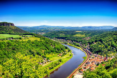 Landschaft, Elbtal, Sächsische Schweiz, Elbsandsteingebirge, Rock, Sachsen, Elbe