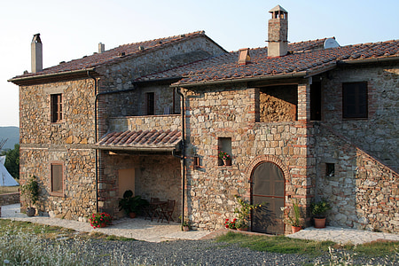 hiša, Italija, stari, Kamnita hiša, italijanščina, Toskana, kamen