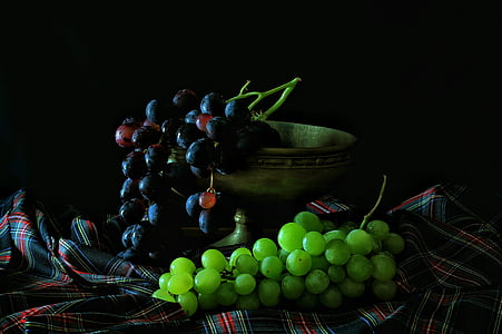 viinirypäleet, hedelmät, joukko, Ruoka, vihreä