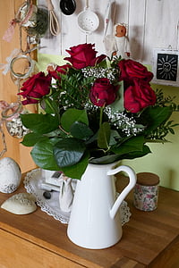 steeg, boeket, bloemen, boeket rozen, decoratie, Vintage, rood