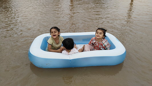 rivière, Pind dadan khan, Pendjab, petite enfance, baignoire, eau, convivialité