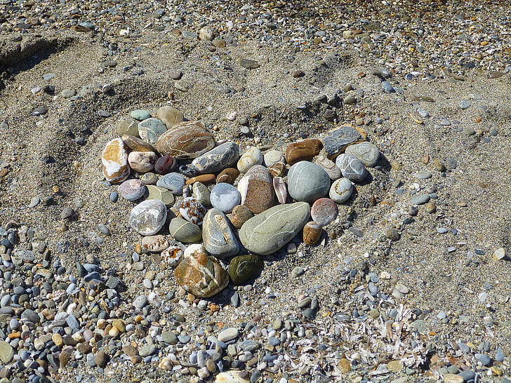 heart, stones, sand
