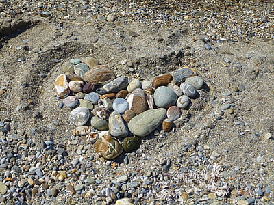 širdies, akmenys, smėlio