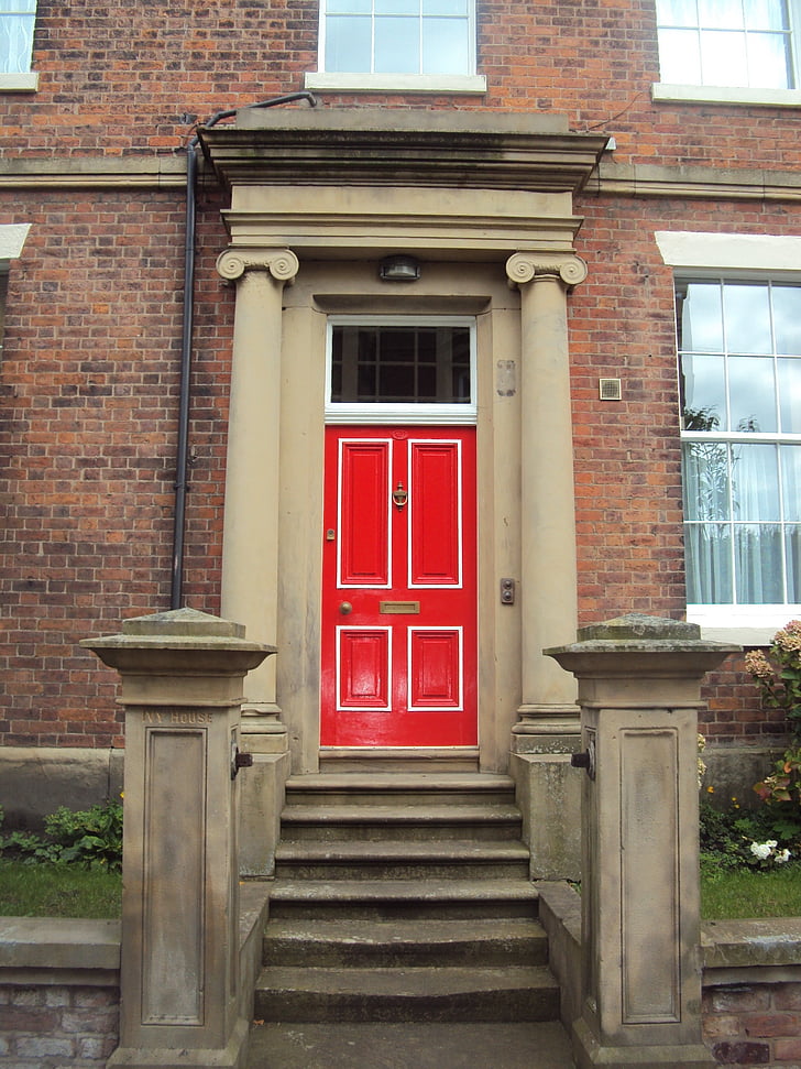 durvis, sarkans durvis, angļu durvis