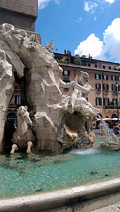 fuente, Roma, Plaza, Navona, lugar, Italia, fuente