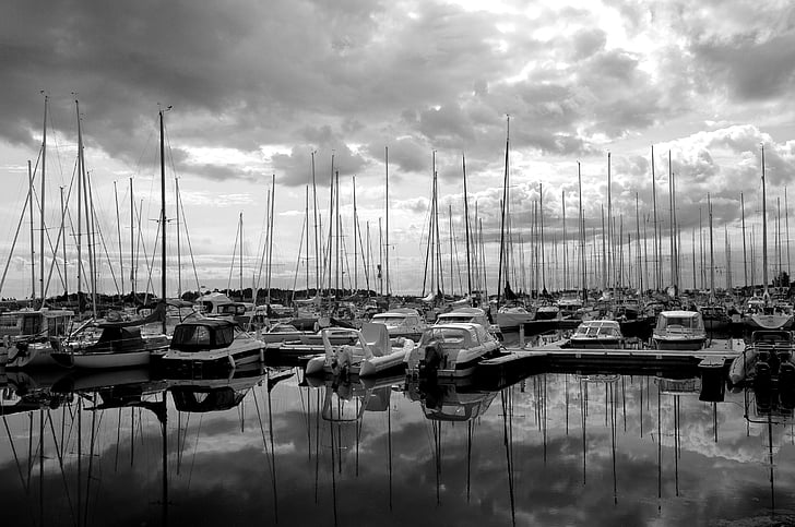 Helsinki yacht club, Marina, refleksion, Ocean, havet, bådene, skibe