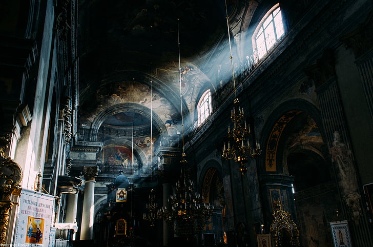 Ukraina, šventykla, šviesos, įstrižainė, bažnyčia, langas, Šventoji