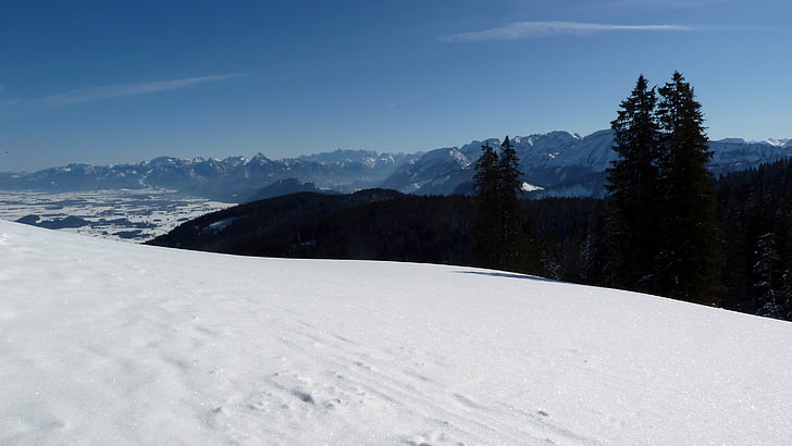 téli, alpesi hegyes, Allgäu, nézet, hegyek, panoráma