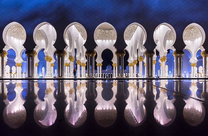 Masjid, Abu dhabi, arkitektur, islamiske, Forenede Arabiske Emirater, religion, bøn