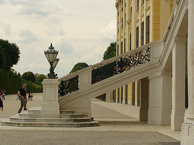 Vídeň, Belvedere, barokní, schodiště, hrad, Rakousko
