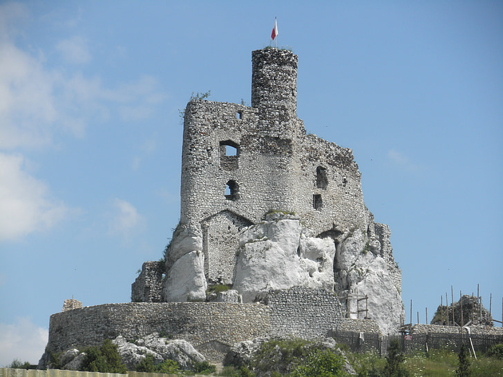 slott, historia, monumentet, sten, byggnad, Ogrodzieniec, ruinerna av den