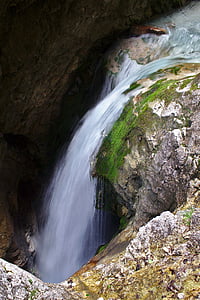 Cachoeira, murmúrio, fluxo, rocha, natureza, molhado, água