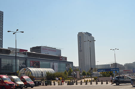 Varšava, středem, Dětská přehlídka, aglomerace, mrakodrapy, velké město, Polsko