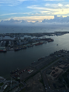 Kaohsiung, pristanišča, pristanišča, pogled v nebo, pogledom na mesto, Tajvan, portret