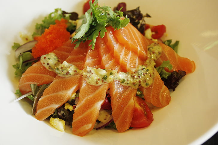 salmon, rice, bob, dining, food photography, salmon times, sushi