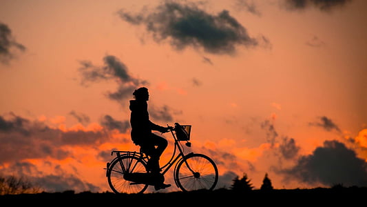 nuotrauka, vyras, jojimo, dviratis, krepšys, dviratis, sporto