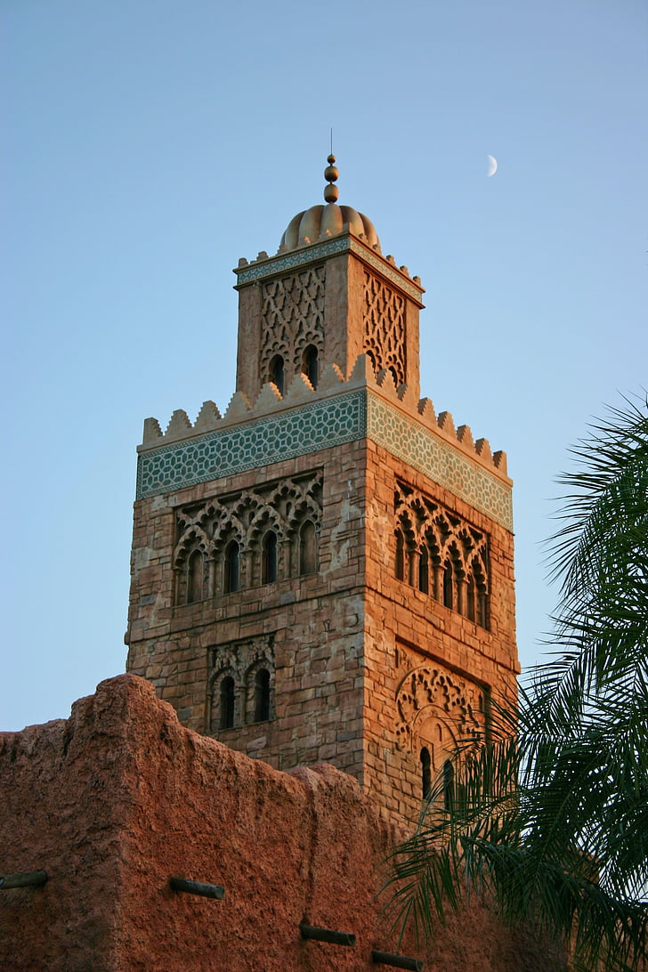 Epcot, Marocko, Disney, solnedgång, månen