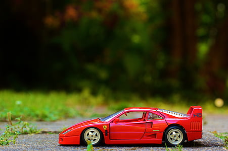 Ferrari, piros, automatikus, sportautó, modell autó, jármű, sebesség