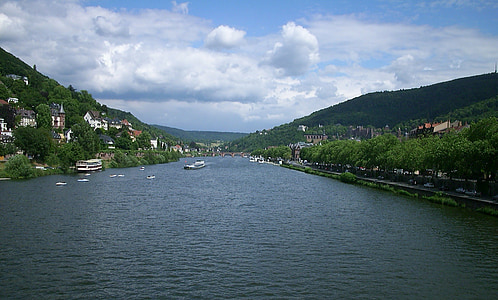 Heidelberg, Neckar, ciudad, puente viejo, Río, puente, Baden Wurtemberg