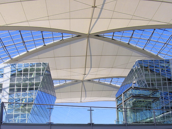 roofing, glass, steel, building, architecture, airport, munich