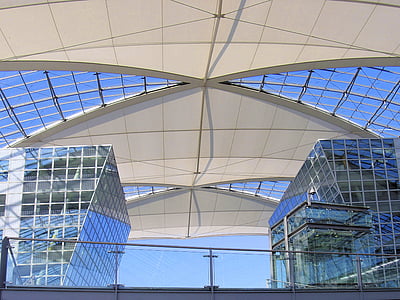 dakbedekking, glas, staal, gebouw, het platform, Luchthaven, München
