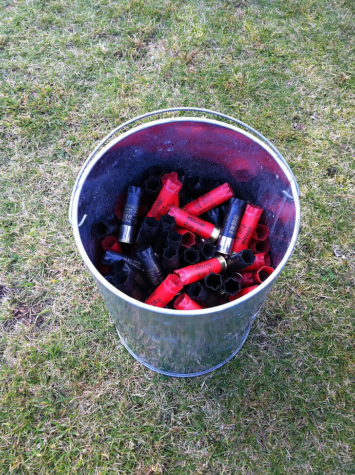 shooting, bucket, cartridges, used