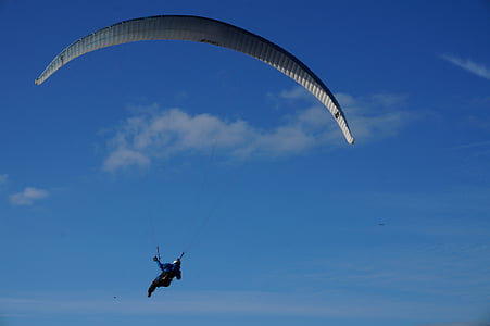 paragliding, fly, himmelen, blå, utendørs, ekstremsport, sport