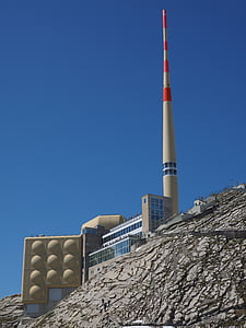 Verzend systeem, transmissie toren, Säntis, berg, Alpstein, Alpine, sneeuw