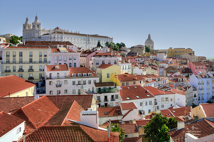 Alfama, Лисабон, цветове, Португалия, Европа, градски пейзаж, Португалски