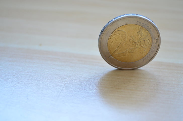 Euro, uang, koin, 2 Euro, € koin, Meja, koin
