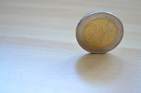 Euro, soldi, monete, 2 euro, € coin, tavolo, moneta