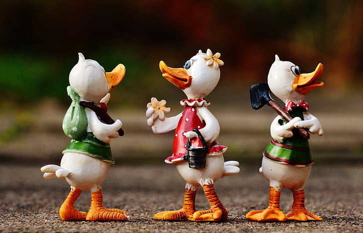 ducks, funny, group, cute, art stone, figure, plumage
