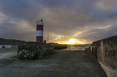 lighthouse, buncrana, ireland, donegal, irish, coast, sea