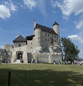 Castle, Lengyelország, Sky, kő, régi, felújított, bobolice