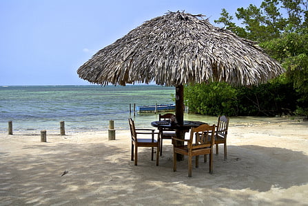 Jamaika, Pantai, Restoran, Karibia, laut, Meja, payung