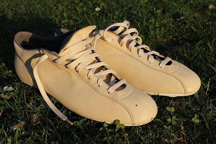 botas de futebol, futebol, retrô estrela, clássico, sapato, par, moda