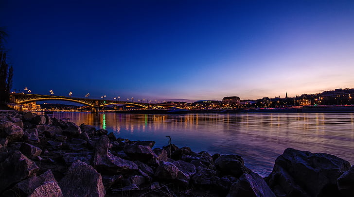 puente, Budapest, edificios, ciudad, paisaje urbano, Europa, Hungría
