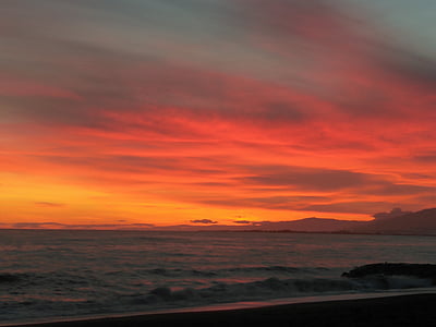 himmelen, rød, solnedgang, naturlige underverk