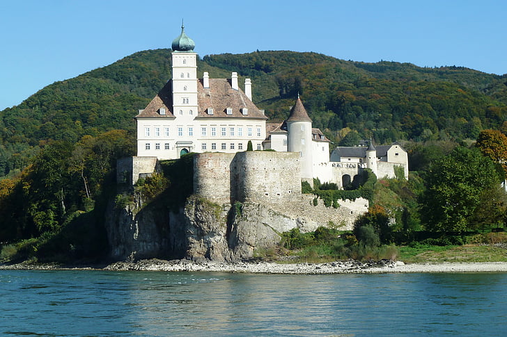 Zamek, schoenbuehel, Wachau, Dunaj, donauegion, Rzeka