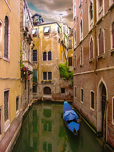 Wenecja, kanał, gondola, wody, stary, Włoski, Włochy