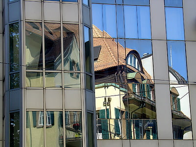 oglindire, sticlă, fereastra, clădire, arhitectura, Reflecţii, reflecţie