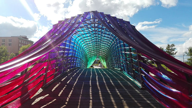 мост, цветове, отражение, Размисли, град, порт, Квебек