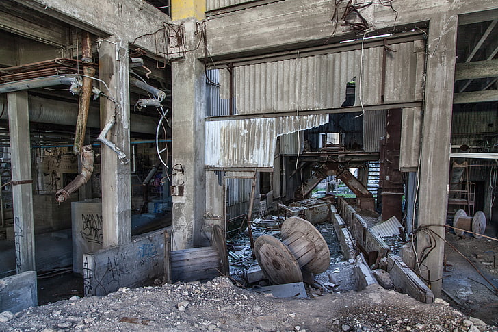 fàbrica abandonada, abandonat, fàbrica, industrial, construcció, vell, grunge