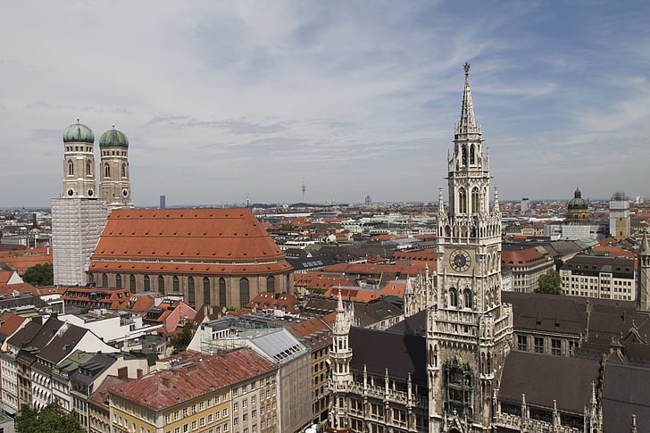 Aerial, photographie, béton, bâtiments, Munich, Allemagne, Bavière