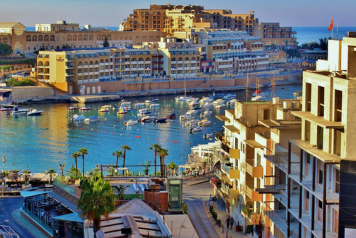 Malta, Ocean, uden for, vand, arkitektur, Sky, bådene