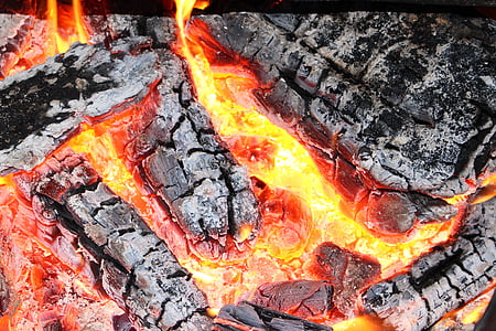 weissglut, fire, embers, flame, campfire, heat, hot