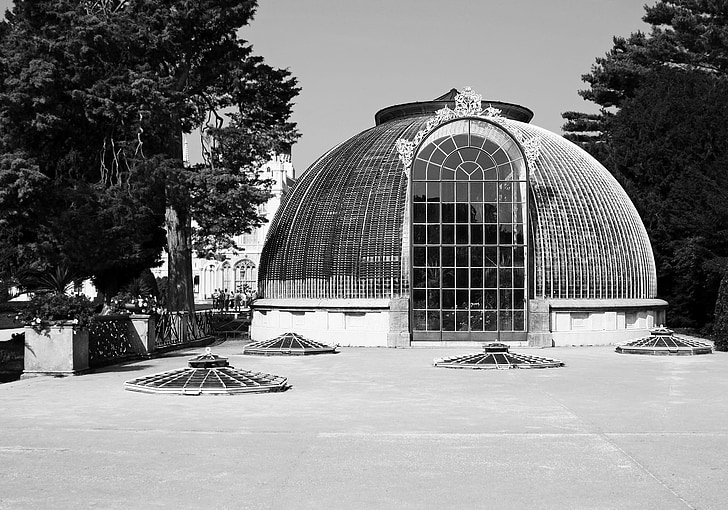 nevera d'efecte hivernacle, la cúpula, finestra, blanc i negre, història, arquitectura, estructura de construcció