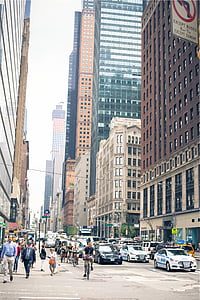 orang-orang, berjalan, Kota, Siang hari, NYPD, NYC, New york