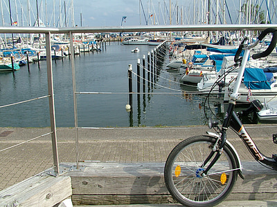 ポート, バルト海, 自転車, 海, 水, 帆船, 釣り